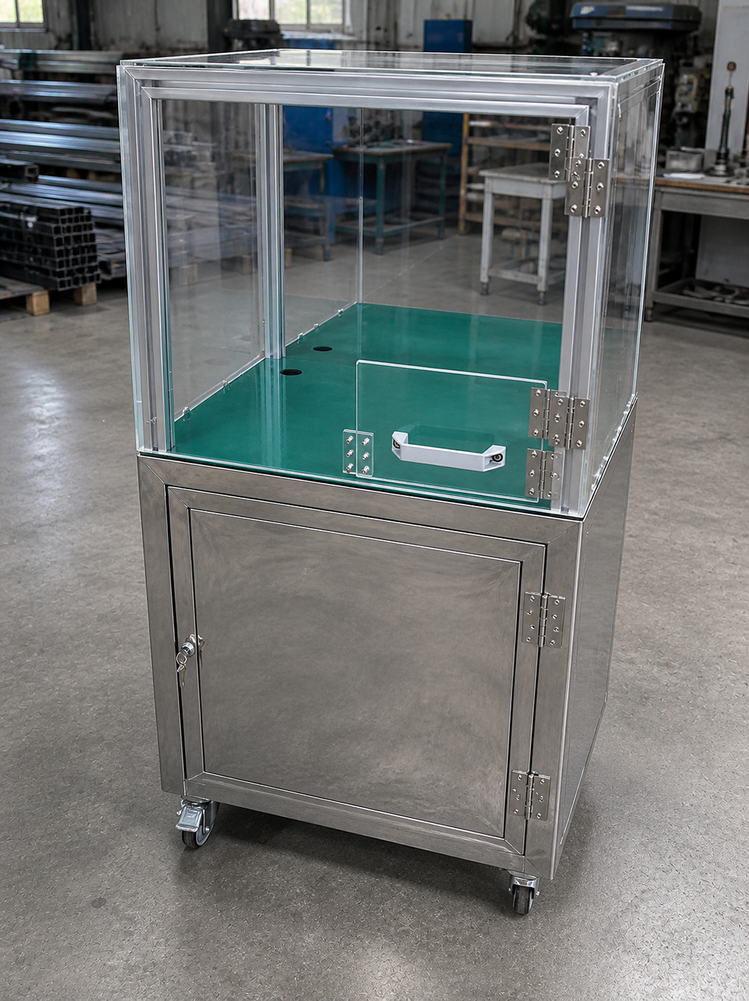 Tủ inox có cửa mica